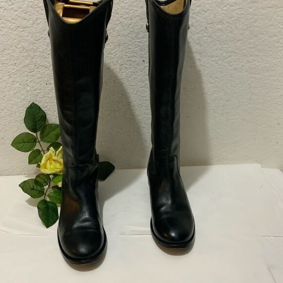 Frye Melissa Button Tall Leather Riding Boots Equestrian Boot Womens 6 Black - Picture 5 of 16